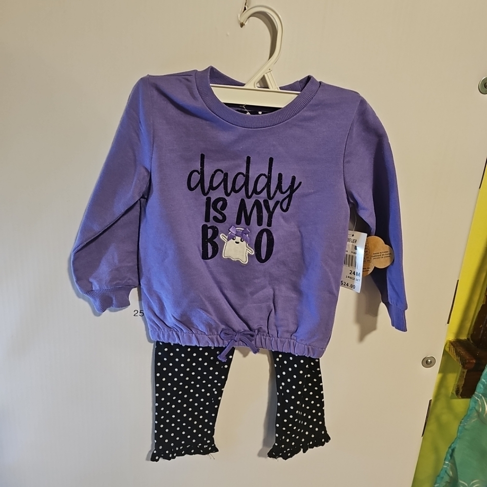 NWT Girls Size 24 Months Halloween Outfit Daddy Is My Boo Baby Essentials